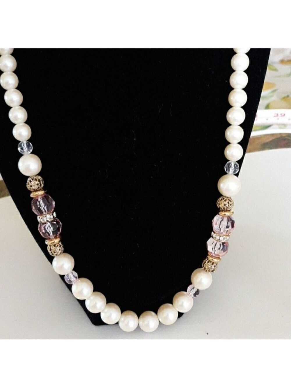 192s pearl necklace what pink Crystal beads